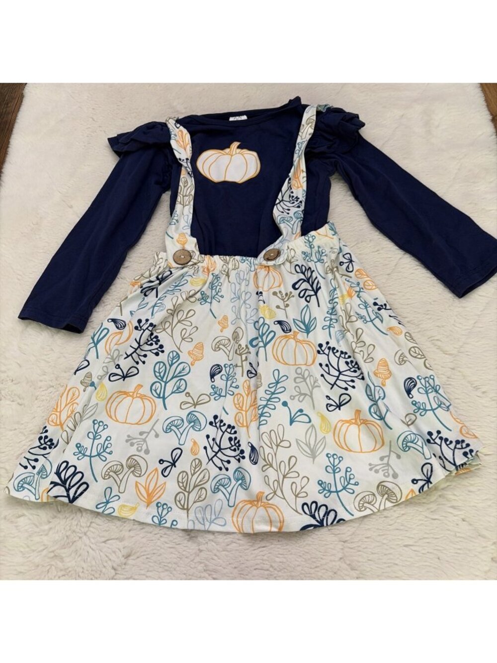 Unbranded Girls Fall Harvest Halloween Outfit Skirt Shirt 3Xl Pumpkin